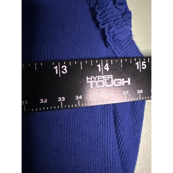 The Nines by Hatch Maternity Dress M Blue Midi Ruffle Trim Sleeveless Comfy - Picture 5 of 6